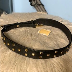 NWT Michael Kors black leather studded bag strap